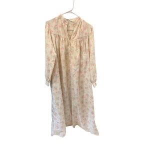 Eileen West Vintage Floral Cotton Nightgown Long Heart Patch Cream Pink flawed